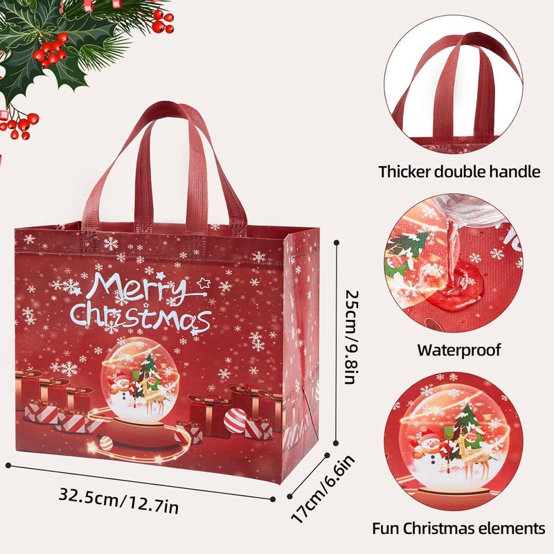 YANGTE 16 Pack Christmas Tote Bags with Handles, Non-Woven Gift Bags, 12.8" 9.8" 6.7 - Image 2